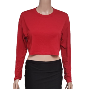 Shein long sleeve red belly shirt (P-065)